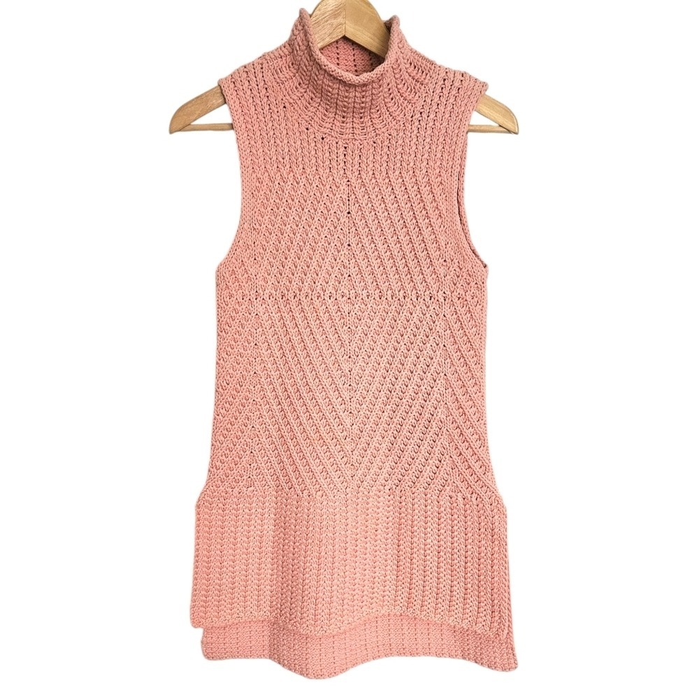 Alice + Olivia Pink Abbot Mockneck Sweater Vest XS Sleeveless Chunky Knit Top